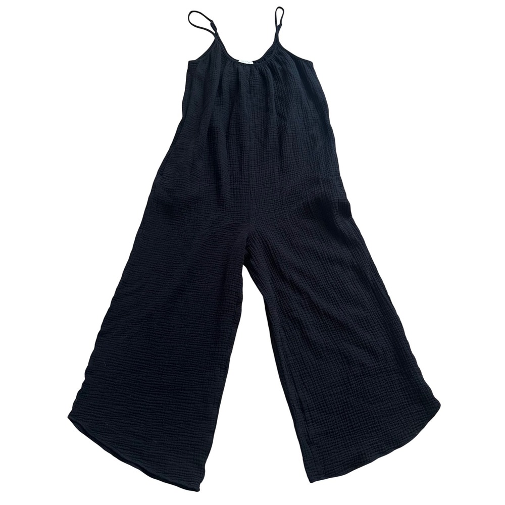 Z Supply Black Cotton Double Gauze Wide Leg Jumpsuit Womens Medium ZP222416